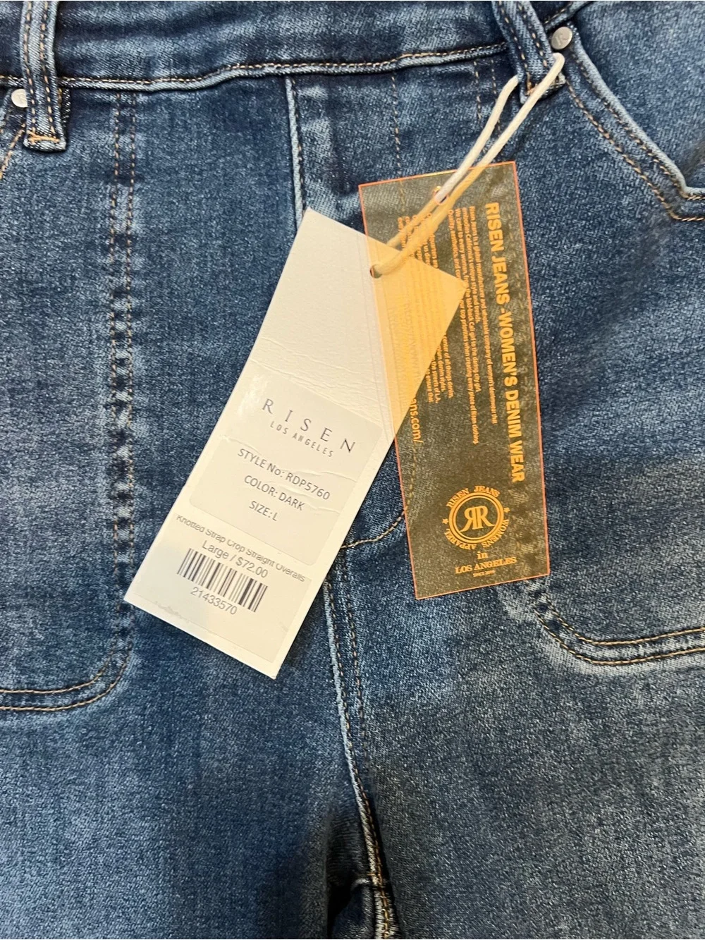 Risen cropped Denim Wide-Leg Overalls - NWT - Picture 5 of 13